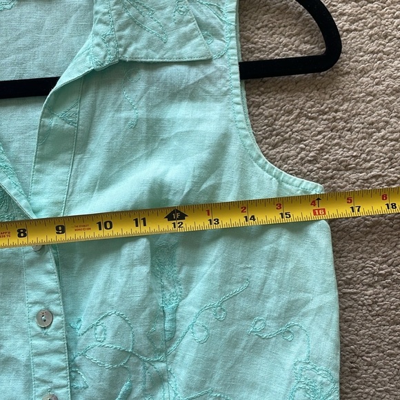 Irish Linen Richard Malcolm Embroidered Sleeveless Blouse Top W’s PS Beach Tank - Picture 9 of 12